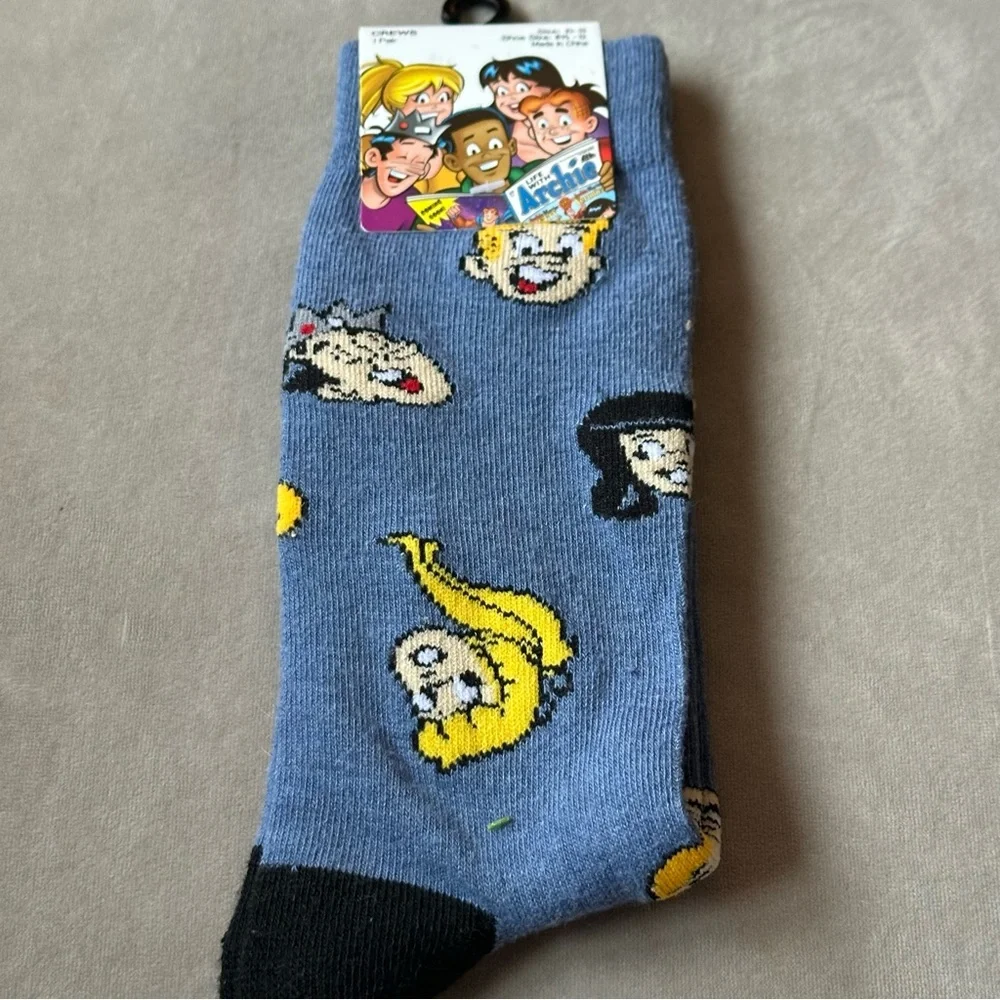 Men’s Archie Comics Blue Crew Socks Brand New - Picture 1 of 3